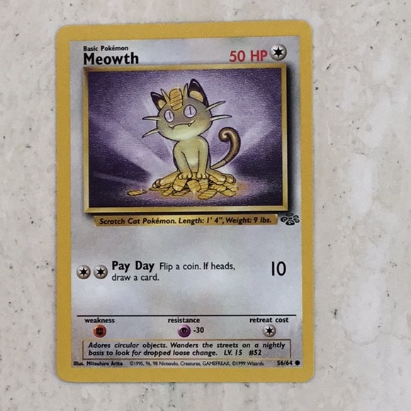 Pokemon Cards 1999 Meowth 56/64 Lot of 5 Card Base Set Vulpux Bellsprout Goldeen - Picture 7 of 13